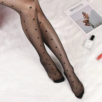 Polka Dot Print Stocking Women Sexy Tights Fishnet Mesh Seamless Pantyhose Nylon Black White Nightclub Female Ladies Silk Tights